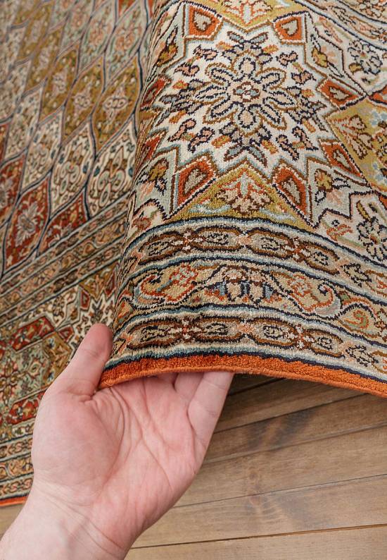 Шелковый ковер из Индии Hamadan Red Beige