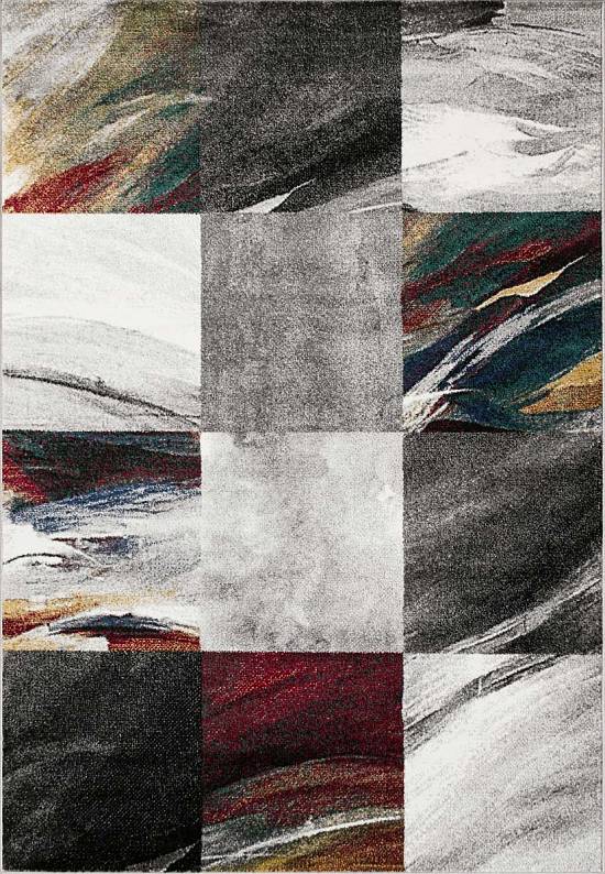 Современный синтетический ковер D819-Gray-Red