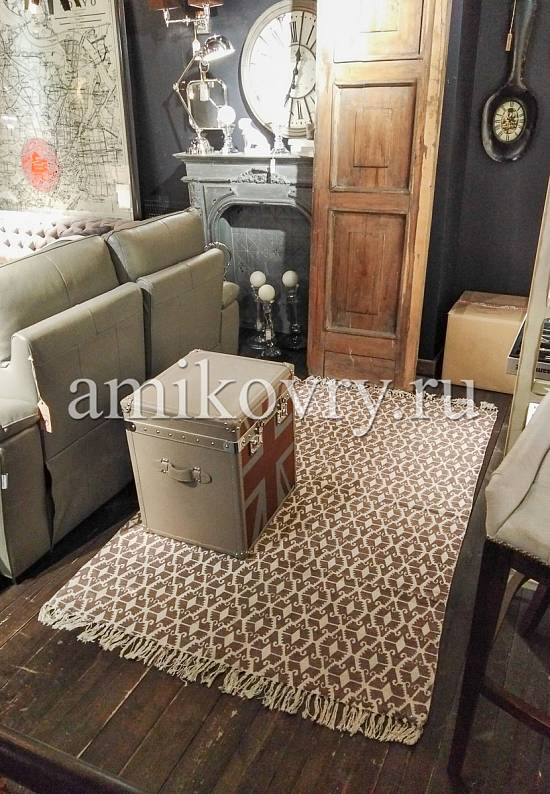 Безворсовый ковер ручной работы из Индии JHC-07 natural-chocolate kilim discount1