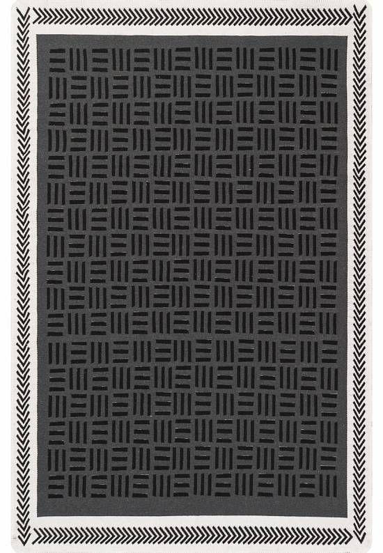 Безворсовый ковер из хлопка ARN 03 Antrasit White