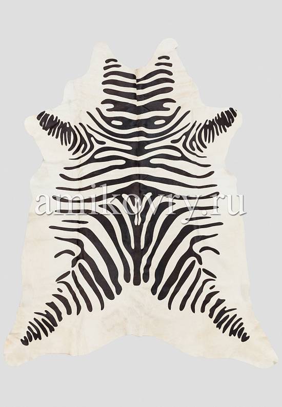 Натуральная шкура коровы Имитация зебры черно-белая 26