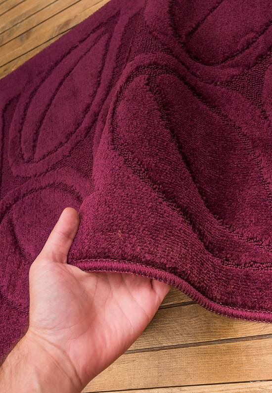 Бордово-фиолетовый комплект ковриков для ванной и туалета Flora 2576 Aubergine BQ
