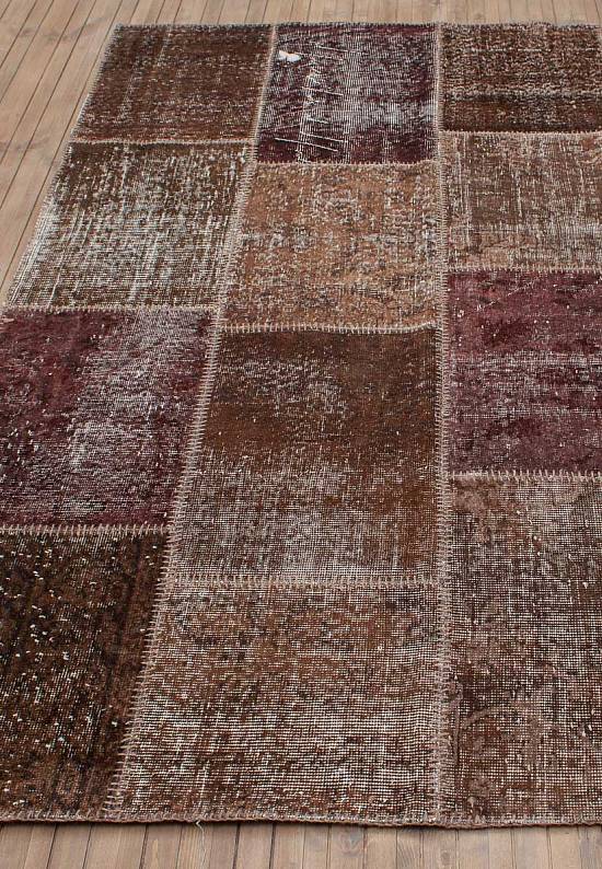 Безворсовый ковер-пэчворк ручной работы 024-Dark Brown