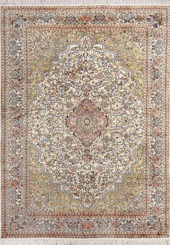Шелковый ковер ручной работы из Индии 230470-Faragha beige