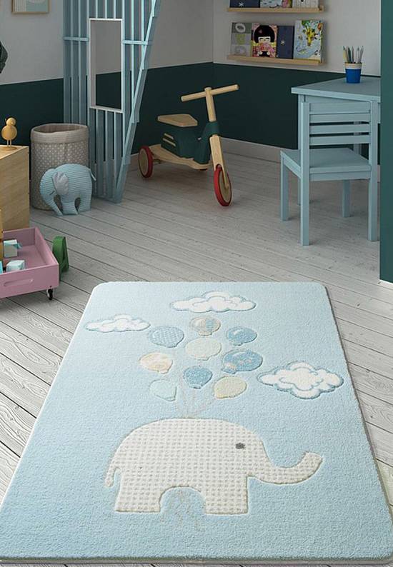 Детский ковер с ворсом Cute Elephant 03 Light Blue