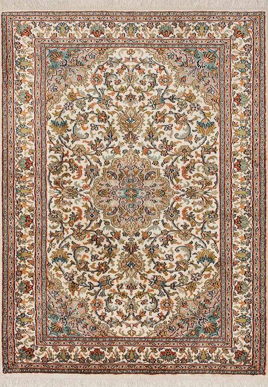 Шелковый ковер ручной работы из Индии 244189-Keshan beige/rose