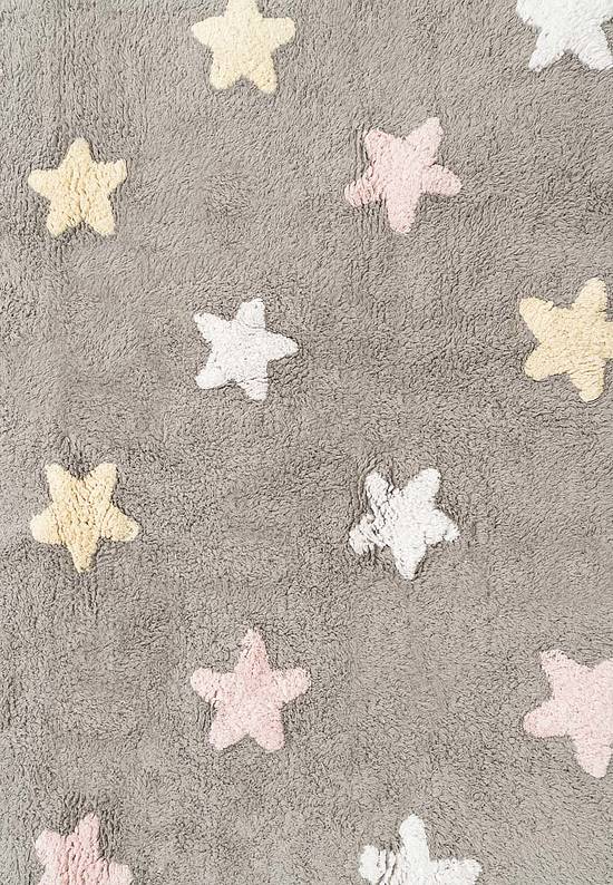 Детский стираемый ковер Stars Tricolor Grey-Pink