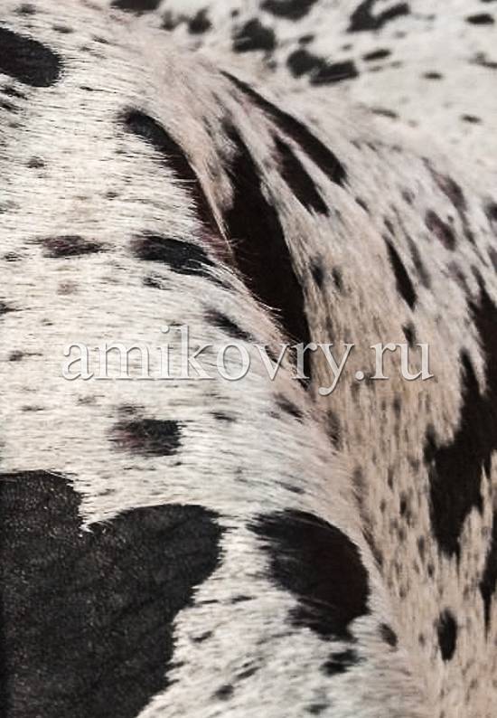 Натуральная шкура коровы хай-тек Черные пятна на белом