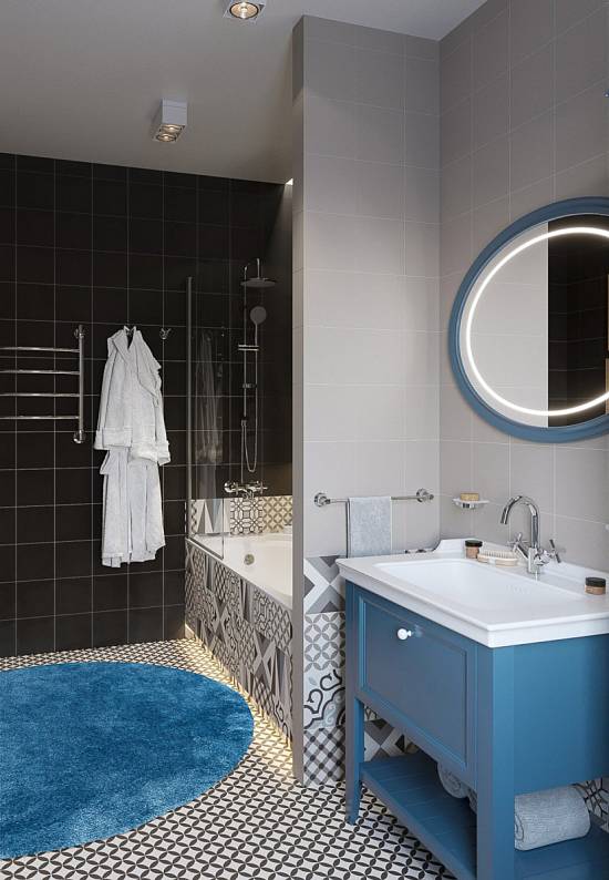 Синий мягкий коврик для ванной 3531 Dark Blue