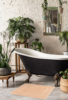 коврик для ванной в интерьере Aura Beige квадрат