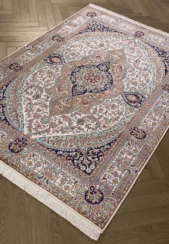 Шелковый ковер ручной работы IIST-GI9CKE92J Kashan Blue