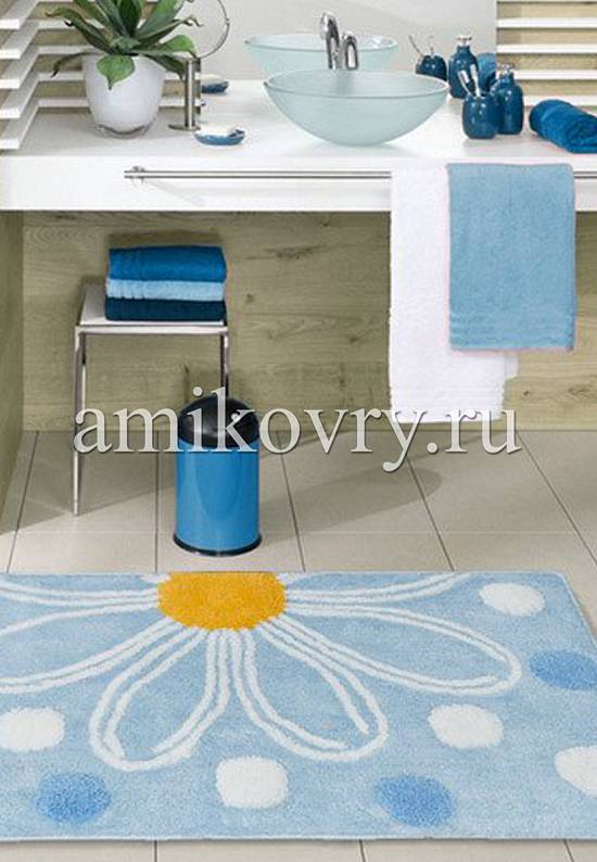 Голубой коврик для ванной комнаты Alinda 818 Light Blue