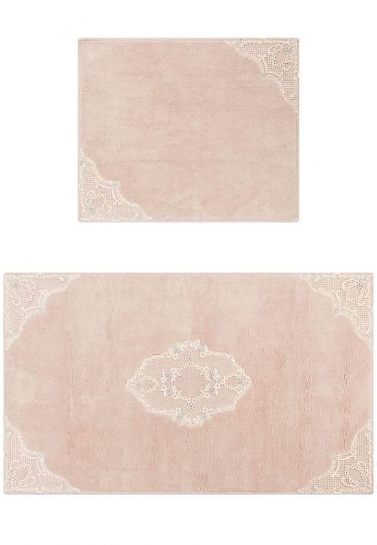Розовый комплект ковриков для ванной комнаты и туалета Perla 02 Powder BQ