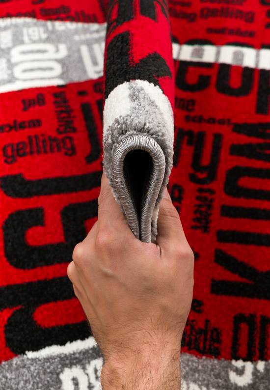 Недорогой синтетический ковер C081-Gray-Red
