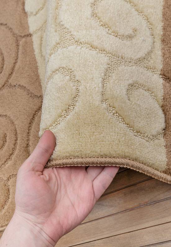Бежево-коричневый комплект ковриков для ванной и туалета Sile 2546 Light Brown PS