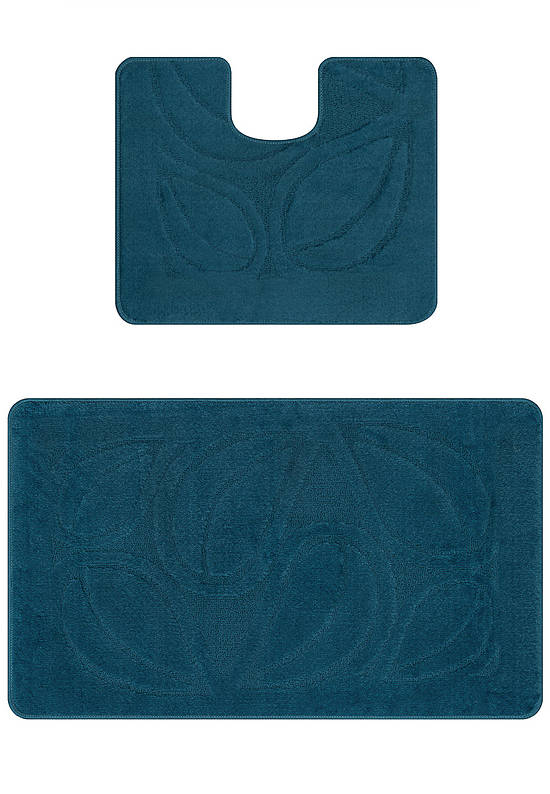 Синий комплект ковриков для ванной и туалета Flora 2569 Ink Blue BQ