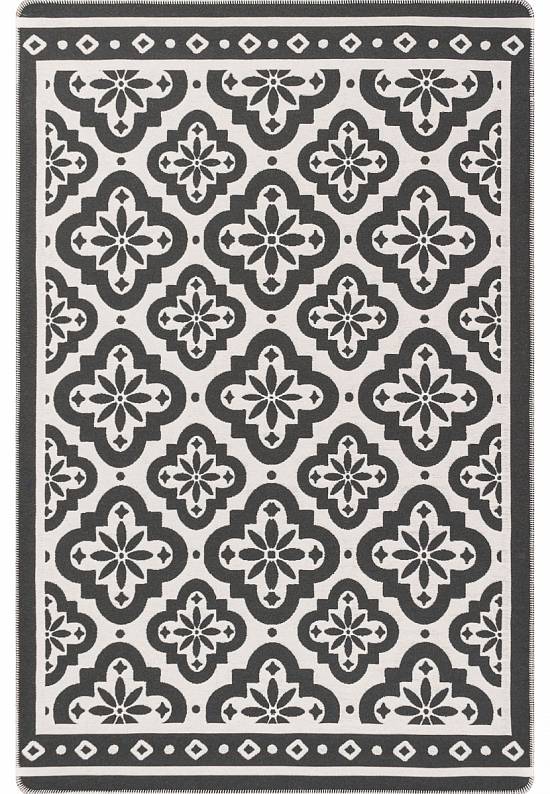 Безворсовый ковер из хлопка ARN 08 Antrasit White