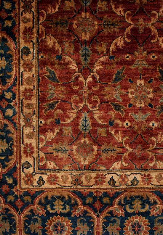 Индийский ковер ручной работы 10 /14 Moghal 36-Rust/Blue