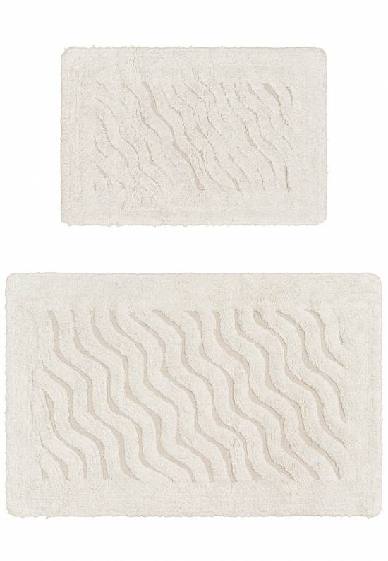 Белый комплект ковриков для ванной и туалета Estela-Ecru