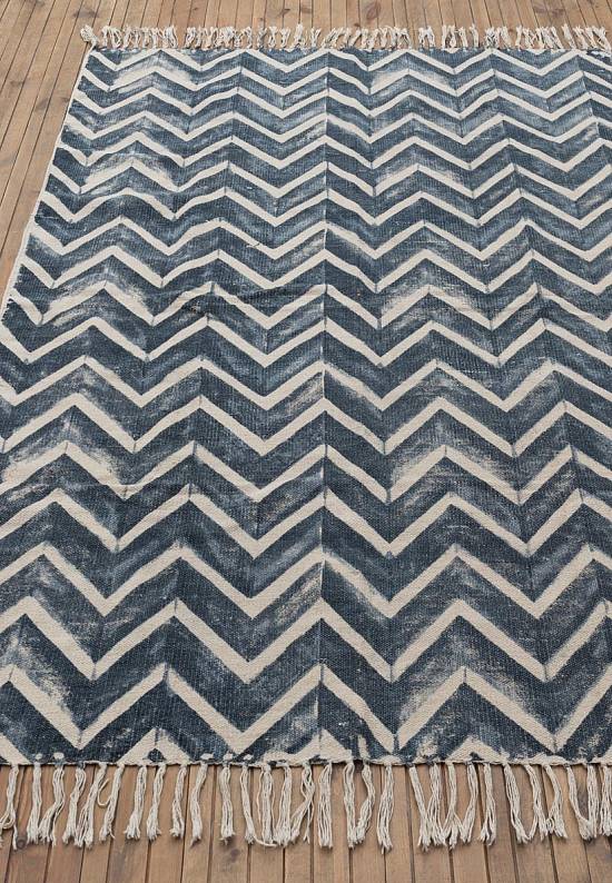 Безворсовый ковер из хлопка JHC-17-08 natural-blue