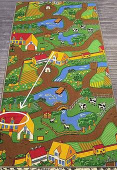 дефект двустороннего игрового коврика Playmat DUO City Grey+Farm discount19