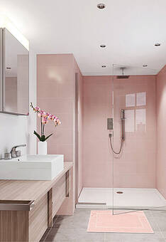 коврик для ванной в интерьере Aura Light Rose