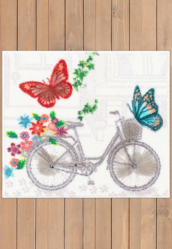 Квадратный коврик для ванной Flower Basket 01 White