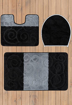 дизайн комплекта ковриков для ванной Confetti Bath Maximus Sile 2513 Black BQF