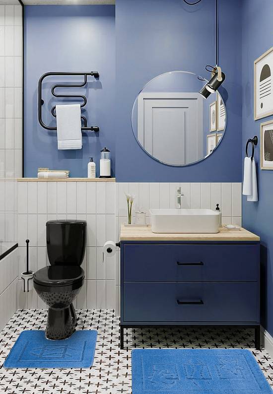 Голубой комплект ковриков для ванной и туалета Maritime 2509 Blue BQ