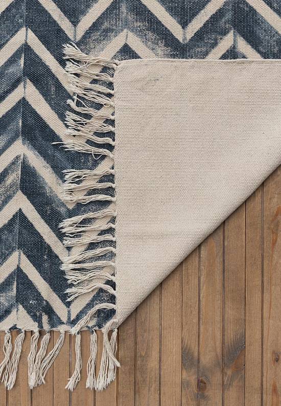 Безворсовый ковер из хлопка JHC-17-08 natural-blue