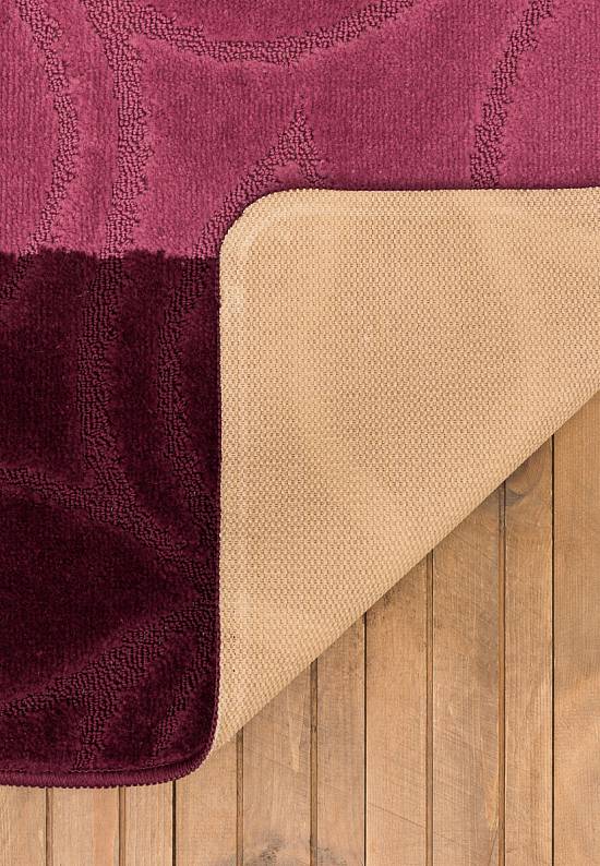 Бордово-фиолетовый комплект ковриков для ванной комнаты и туалета Erdek 2576 Aubergine BQ