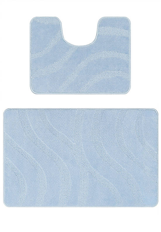 Голубой комплект ковриков для ванной и туалета Symphony 2522 Baby Blue PS