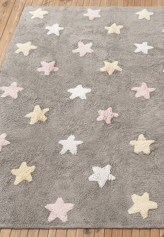 Детский стираемый ковер Stars Tricolor Grey-Pink