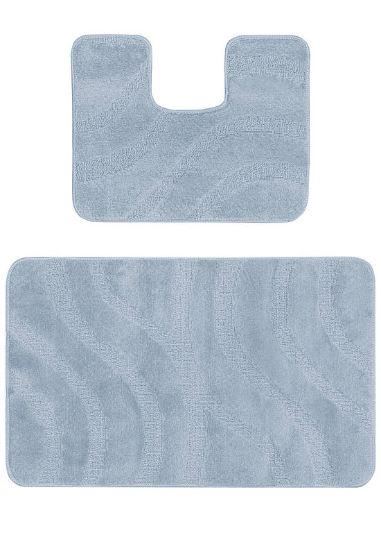 Голубой комплект ковриков для ванной и туалета Symphony 2522 Baby Blue PS