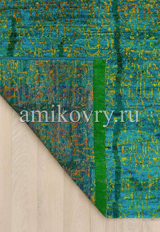 Индийский ковер из шелка SR-35A-3-Blue/Green