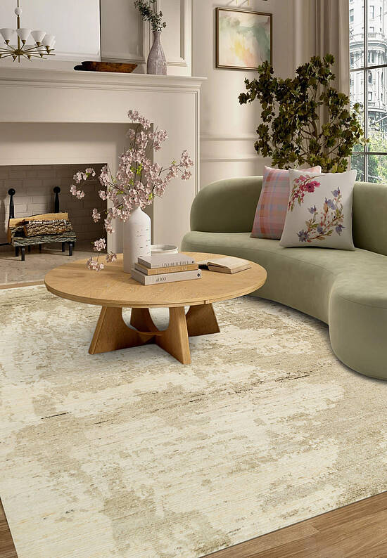 Дизайнерский шерстяной ковер RE-1345 5/16 Natural White/Soft Beige