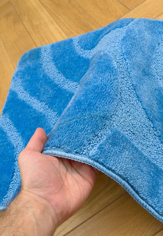 Синий комплект ковриков для ванной и туалета Symphony 2509 Blue PS