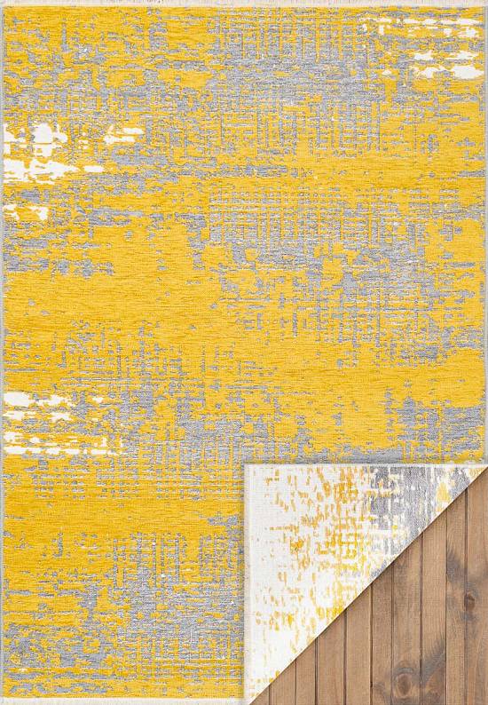 Двусторонний безворсовый ковер NK 01 Yellow Grey