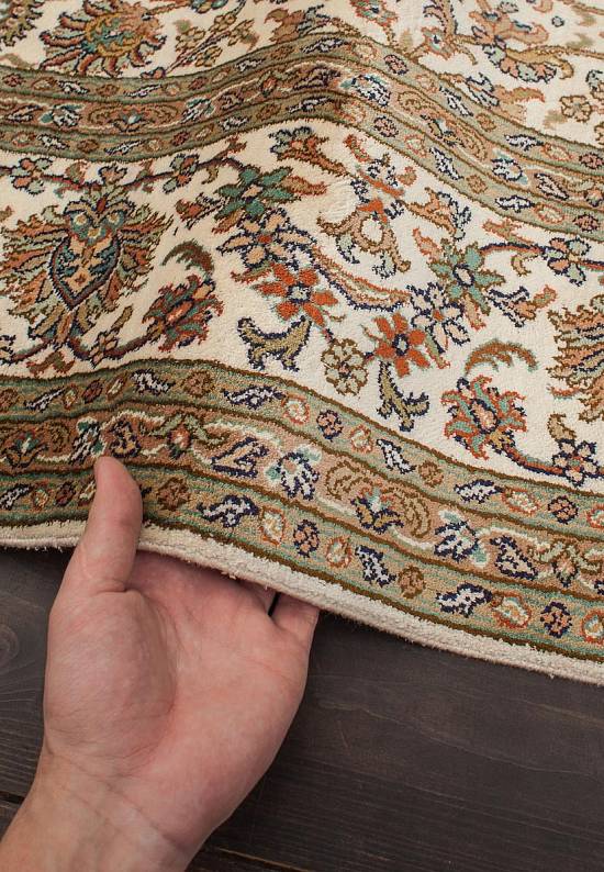 Шелковый ковер ручной работы из Индии Kerman Beige Brown