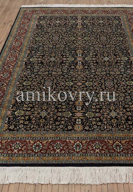 Индийский шерстяной ковер B-15371 black/red KP-32