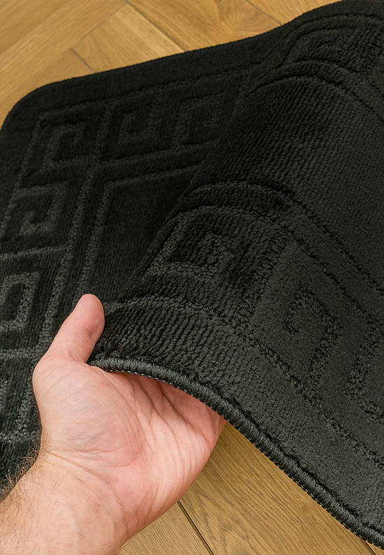 Черный комплект ковриков для ванной и туалета Ethnic 2513 Black PS
