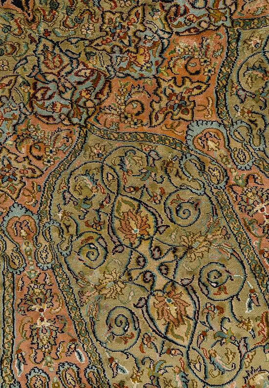 Шелковый ковер ручной работы 474884 Blue-Green