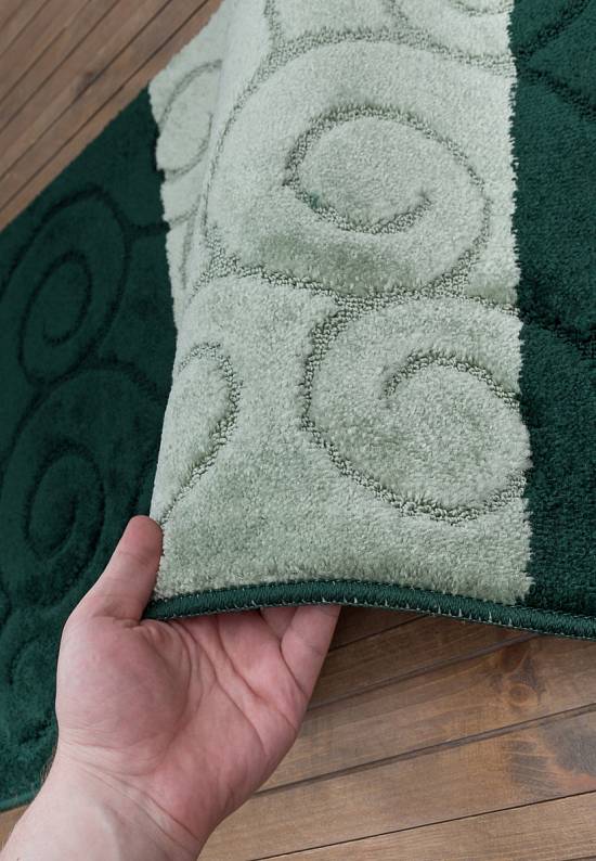 Зеленый комплект ковриков для ванной комнаты и туалета Sile 2536 Hunter Green BQ
