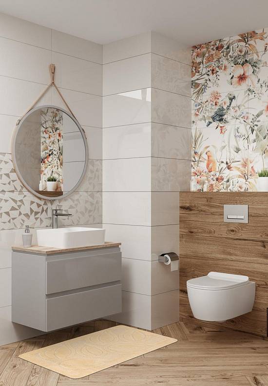 Бежевый коврик для ванной Flora 2540 Beige
