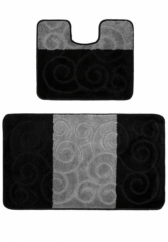 Комплект ковриков для ванной и туалета Sile 2513 Black PS