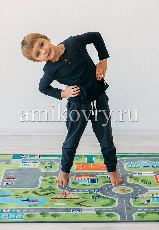 Детский плюшевый игровой коврик с дорогой 0330 Городские дороги