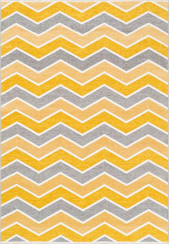 Двусторонний безворсовый ковер из шенилла NK 05 Grey Yellow
