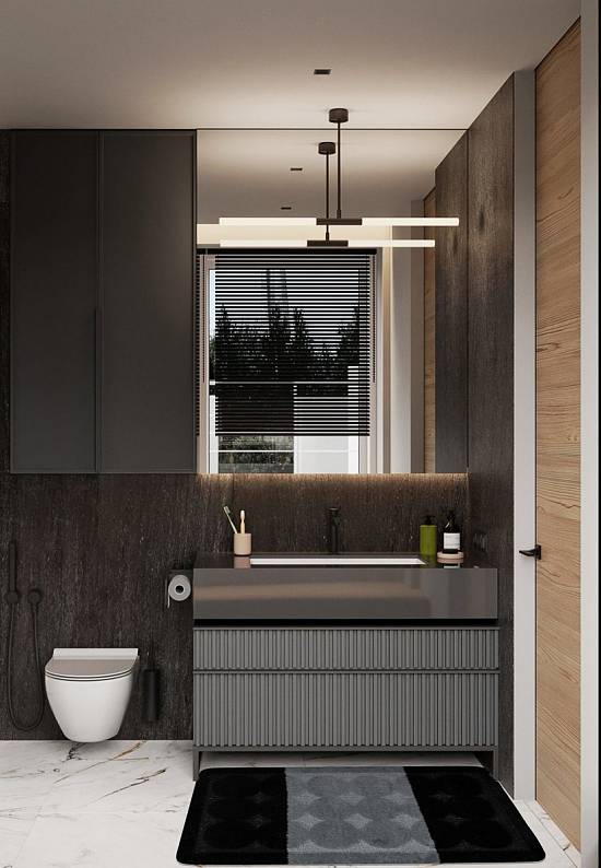 Черно-серый коврик для ванной Edremit 2513 Black