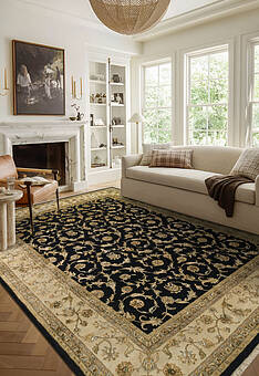 ковер в интерьере Kashan gold 10/10 RS-318 Black-Beige