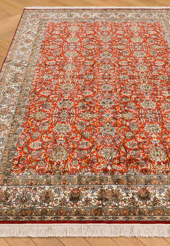 Шелковый ковер ручной работы из Индии 231488-Afshar red/beige